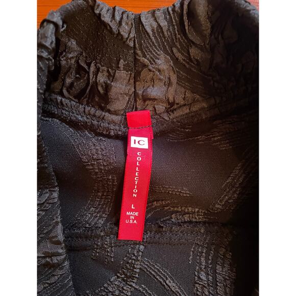 IC Collection Black Textured Kimono Jacket L Made in USA Rib Cuff Coat - Picture 3 of 11